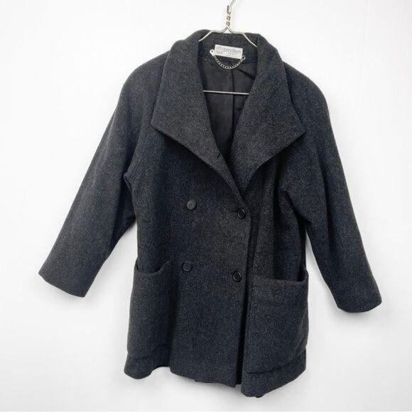Pavilion Grey 100% Wool soft Double Breasted Jacket Coat Large - Picture 2 of 8